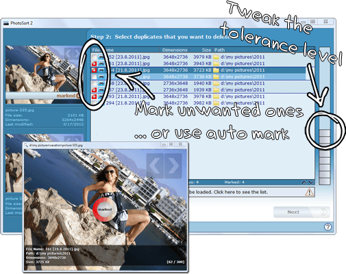 Mark duplicate pictures by using the built-in tools